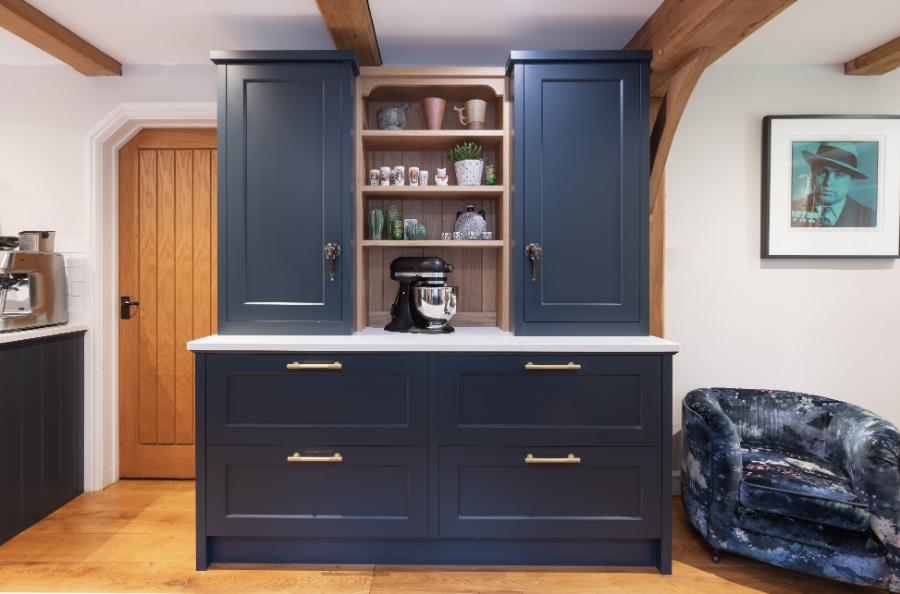 a split pantry unit with display space
